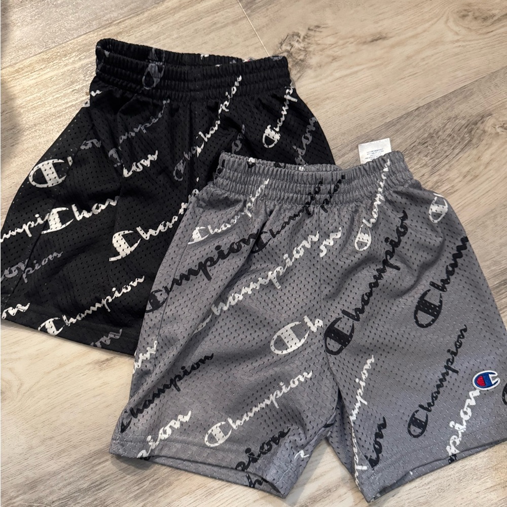 ToddlerChampion Black and Gray Logo Mesh Shorts
